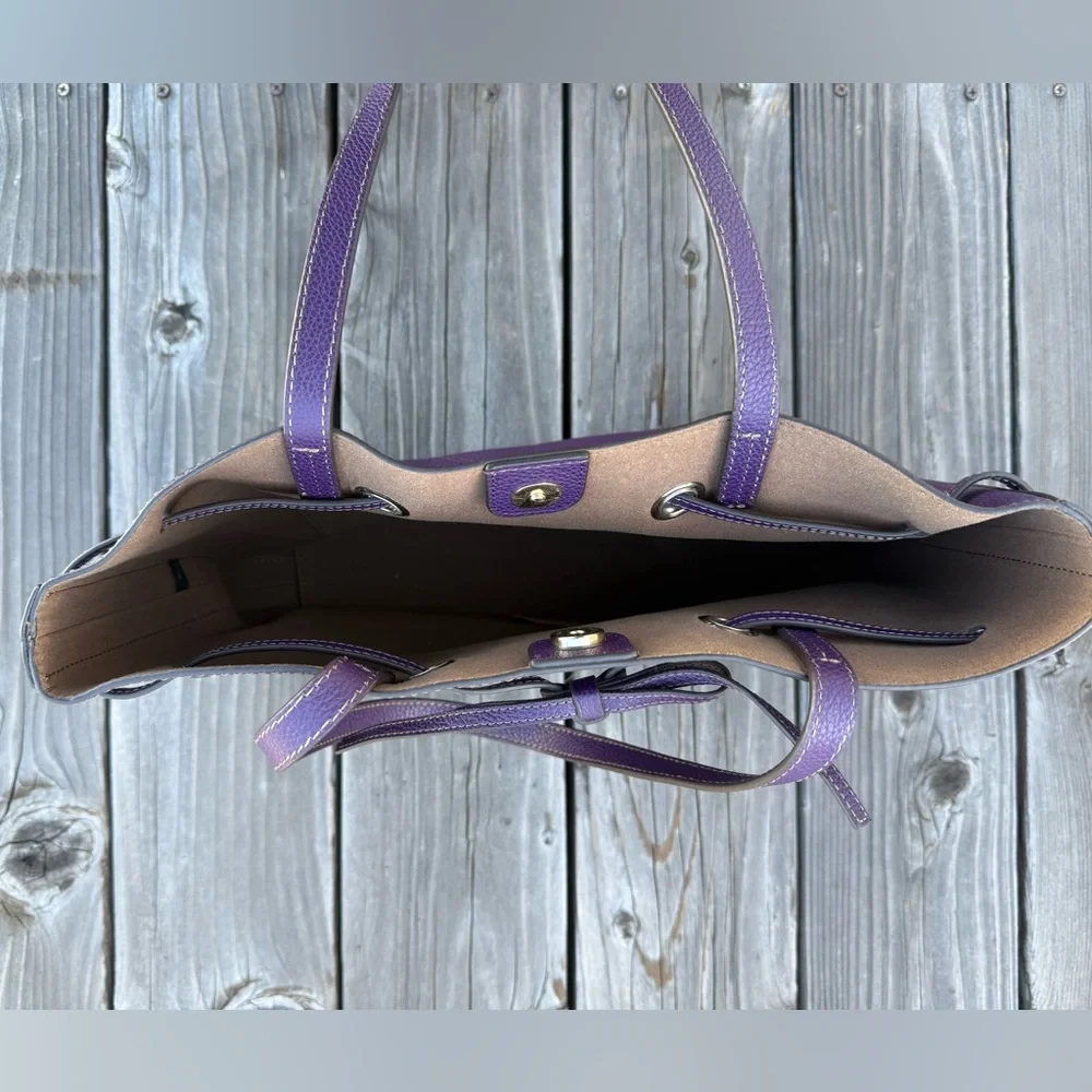 Furla Pebbled Leather Tote (Purple) - Picture 3 of 9